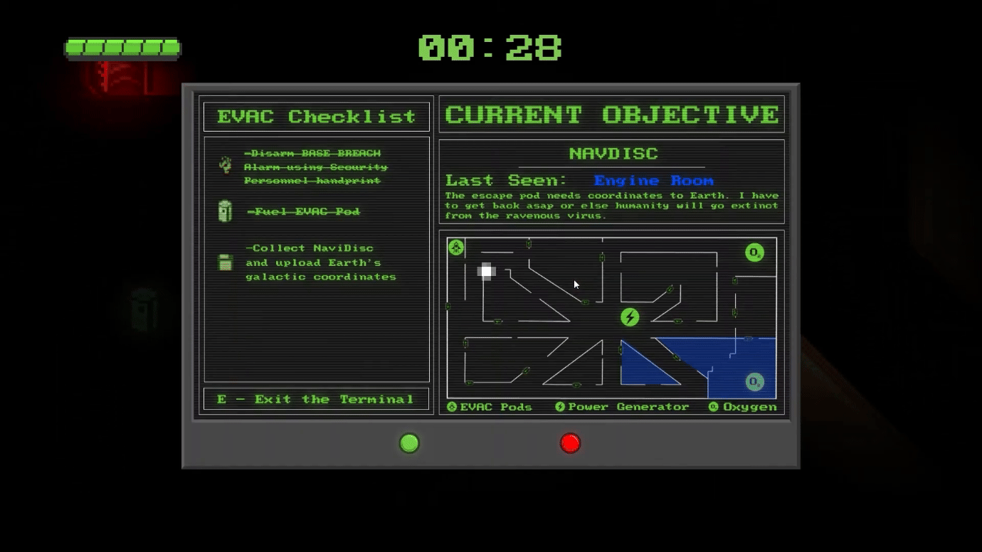 Terminal UI Helped design the Terminal UI including location names, objective status and checklist